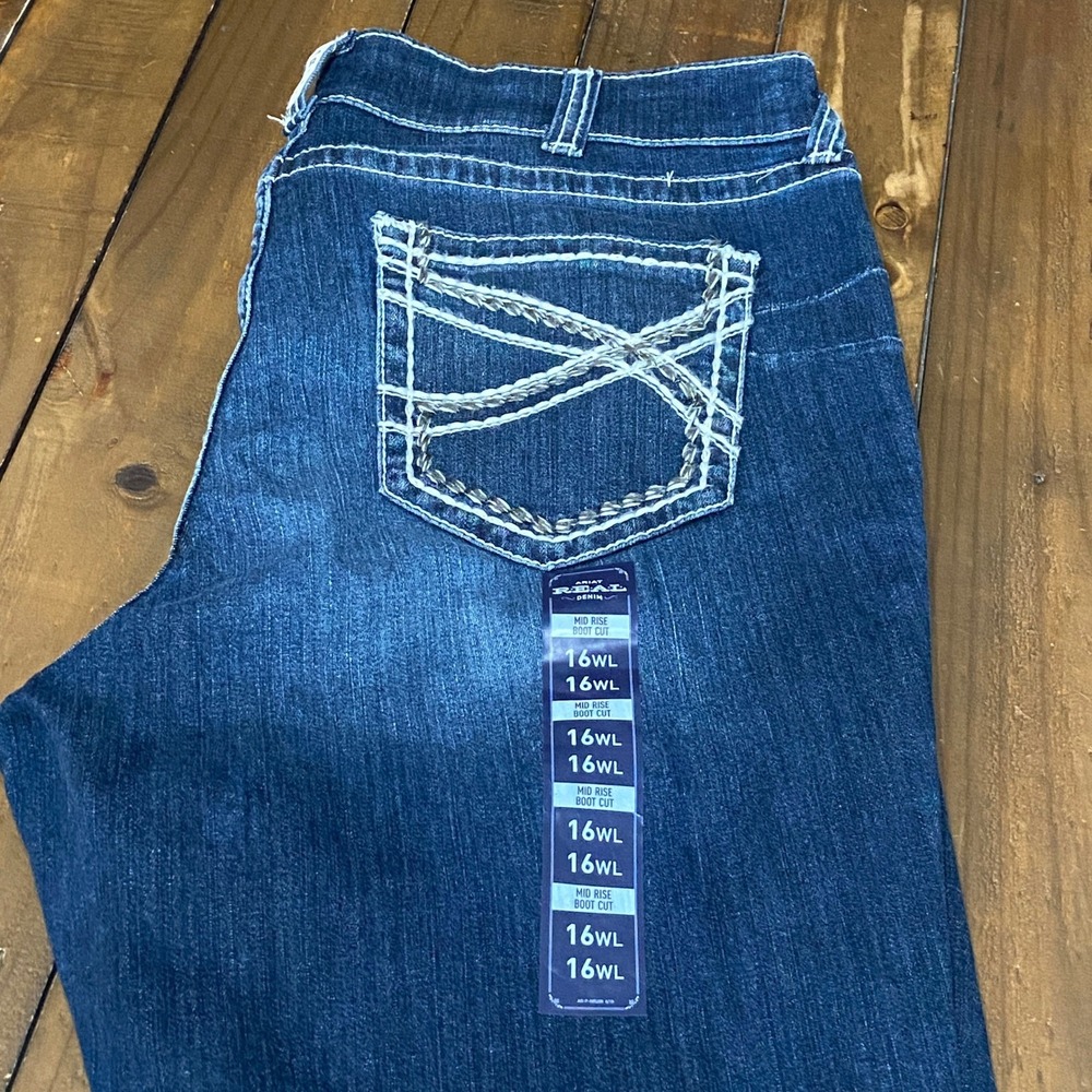 NWOT Ariat Women's R.E.A.L. Mid Rise Entwined Boot Cut Jeans 16WL Western - Picture 6 of 11